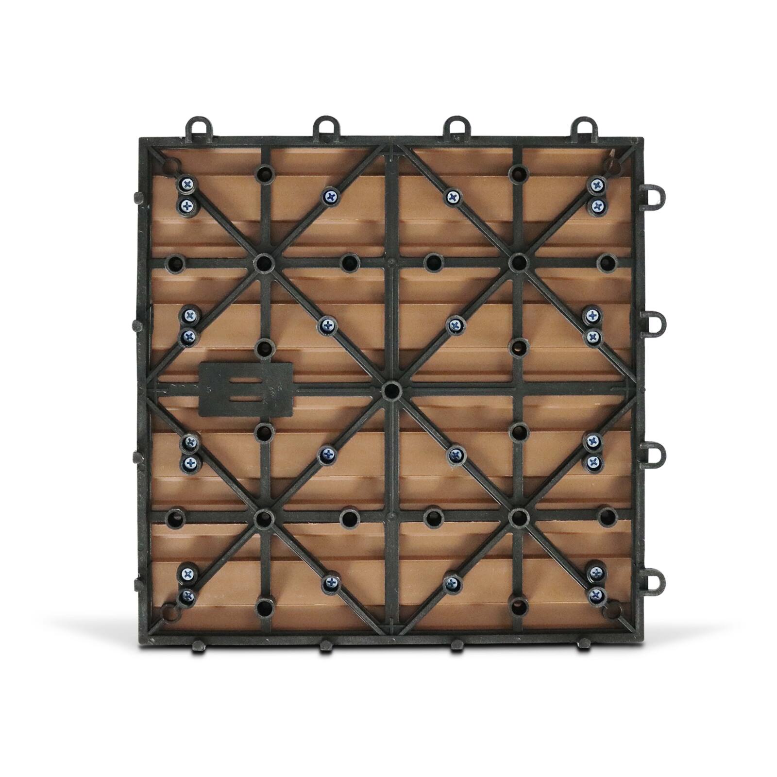 Set von steckbaren Terrassenfliesen aus Verbundholz - (30 x 30 x 2,5 cm) Set von steckbaren Terrassenfliesen aus Verbundholz - (30 x 30 x 2,5 cm)