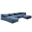Modulare Gartenmöbel mit 2 Kaminstühlen, 1 Ecksessel, 1 Chaiselongue und 1 Hocker 