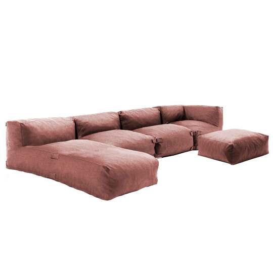 Modulare Gartenmöbel mit 2 Kaminstühlen, 1 Ecksessel, 1 Chaiselongue und 1 Hocker | Oviala