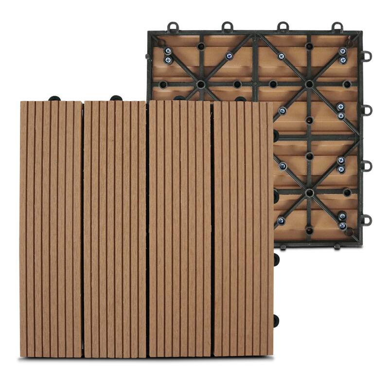 Set von steckbaren Terrassenfliesen aus Verbundholz - (30 x 30 x 2,5 cm)