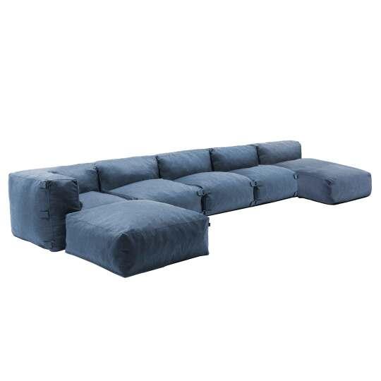 Modulare Gartenmöbel mit 3 Kaminstühlen, 1 Ecksessel, 1 Chaiselongue und 1 Hocker
