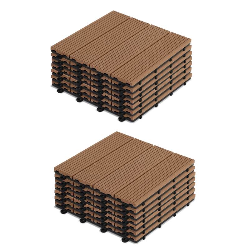 Set von steckbaren Terrassenfliesen aus Verbundholz - (30 x 30 x 2,5 cm)