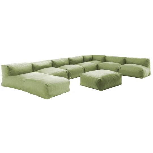 Modulare Gartenmöbel mit 5 Kaminstühlen, 1 Ecksessel, 1 Chaiselongue und 1 Hocker | Oviala