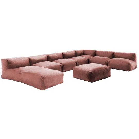 Modulare Gartenmöbel mit 5 Kaminstühlen, 1 Ecksessel, 1 Chaiselongue und 1 Hocker | Oviala