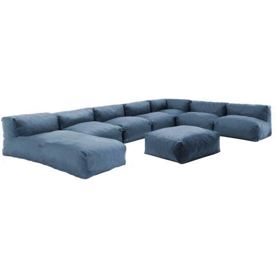 Modulare Gartenmöbel mit 5 Kaminstühlen, 1 Ecksessel, 1 Chaiselongue und 1 Hocker