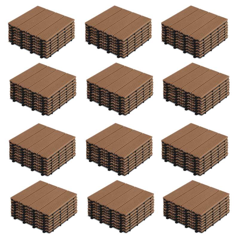 Set von steckbaren Terrassenfliesen aus Verbundholz - (30 x 30 x 2,5 cm)