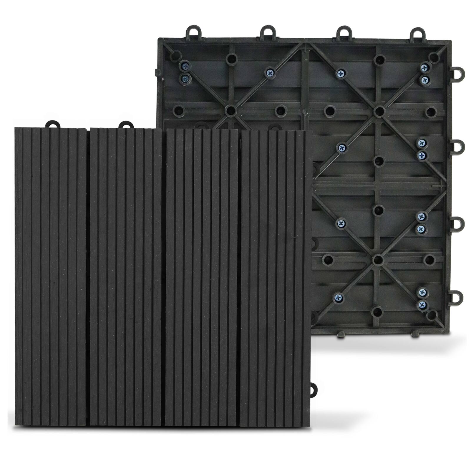 Set von steckbaren Terrassenfliesen aus Verbundholz