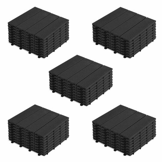 Set Terrassenplatten klippbar mit schwarzen Steinfliesen | Oviala