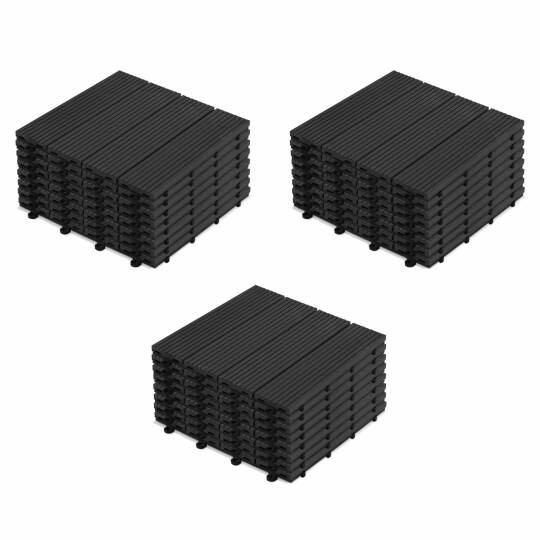 Set Terrassenplatten klippbar mit schwarzen Steinfliesen | Oviala