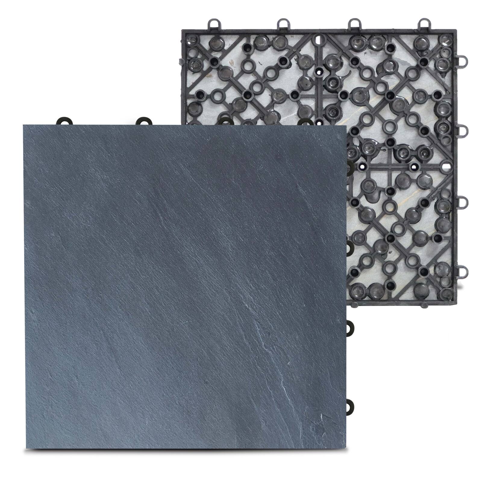 Set von steinernen Terrassenplatten, die einfach zu befestigen sind  Set von steinernen Terrassenplatten, die einfach zu befestigen sind