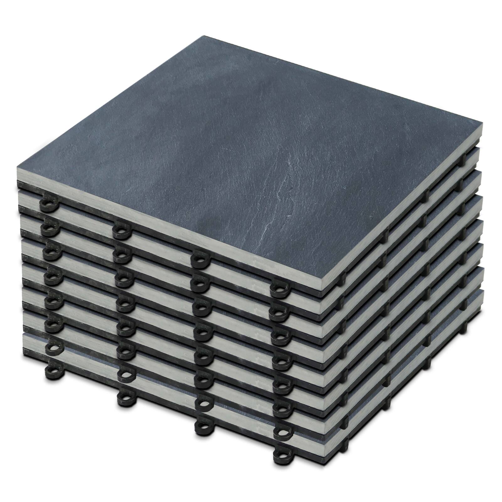 Set von steinernen Terrassenplatten, die einfach zu befestigen sind  Set von steinernen Terrassenplatten, die einfach zu befestigen sind