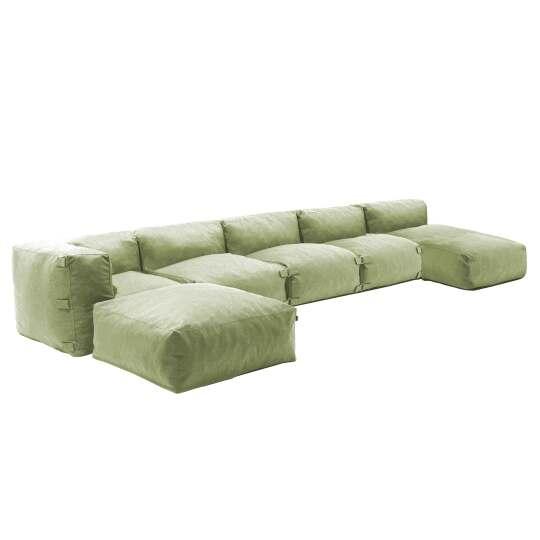 Modulare Gartenmöbel mit 3 Kaminstühlen, 1 Ecksessel, 1 Chaiselongue und 1 Hocker | Oviala