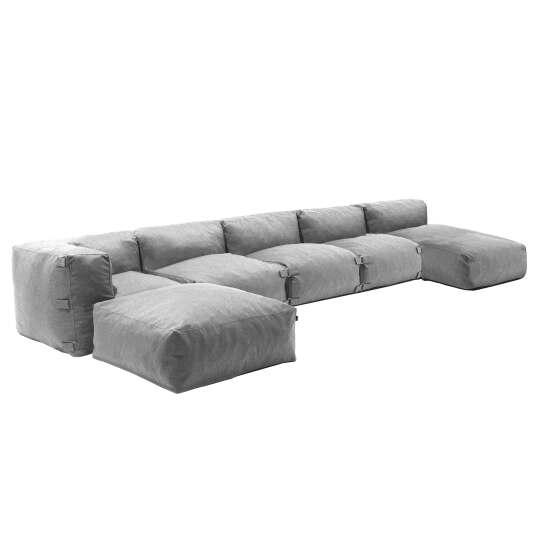 Modulare Gartenmöbel mit 3 Kaminstühlen, 1 Ecksessel, 1 Chaiselongue und 1 Hocker