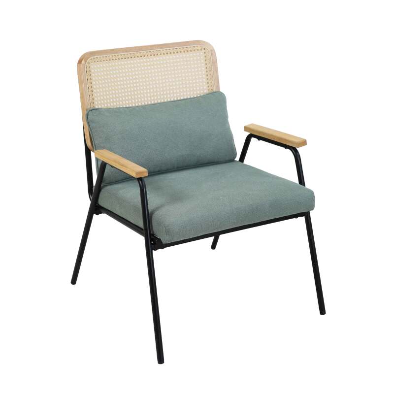 Relaxsessel aus Stahl, synthetischem Rattan und Stoff