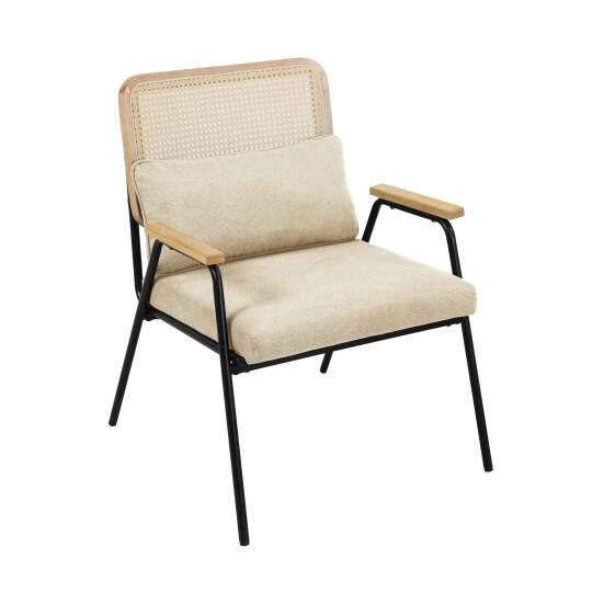 Relax-Sessel aus Stoff, Kunstrattan und Metall, Boho-Stil | Oviala