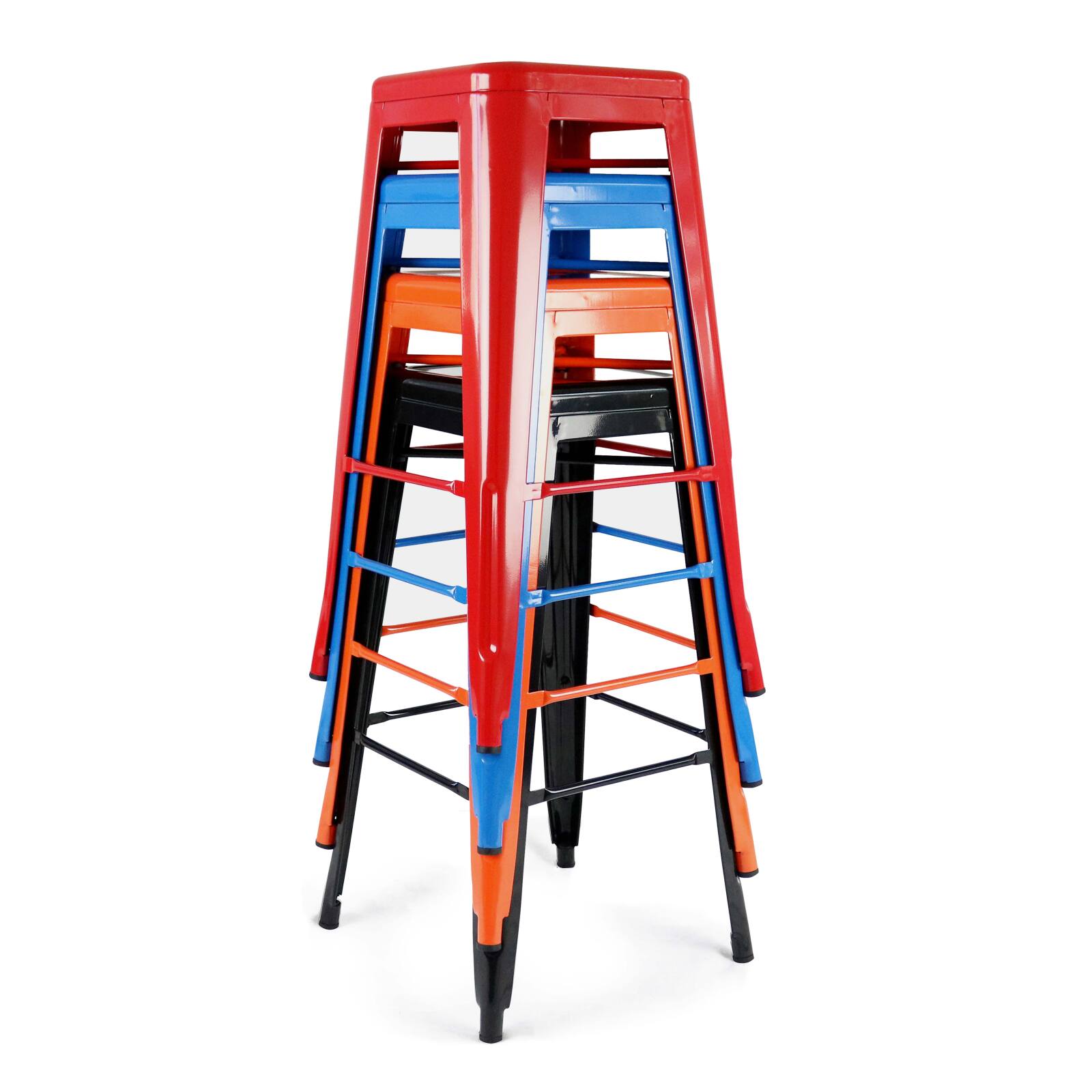 Gartenhocker aus glänzendem Metall (43 x 43 x 76)