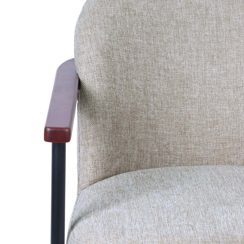 Relaxsessel aus Stahl, Holz und Stoff (6/7)