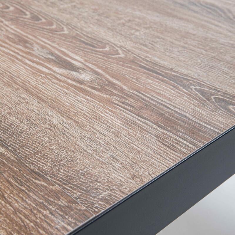 Gartentisch aus Aluminium und Keramik in Holzoptik (206 x 100 x 74,5 cm)