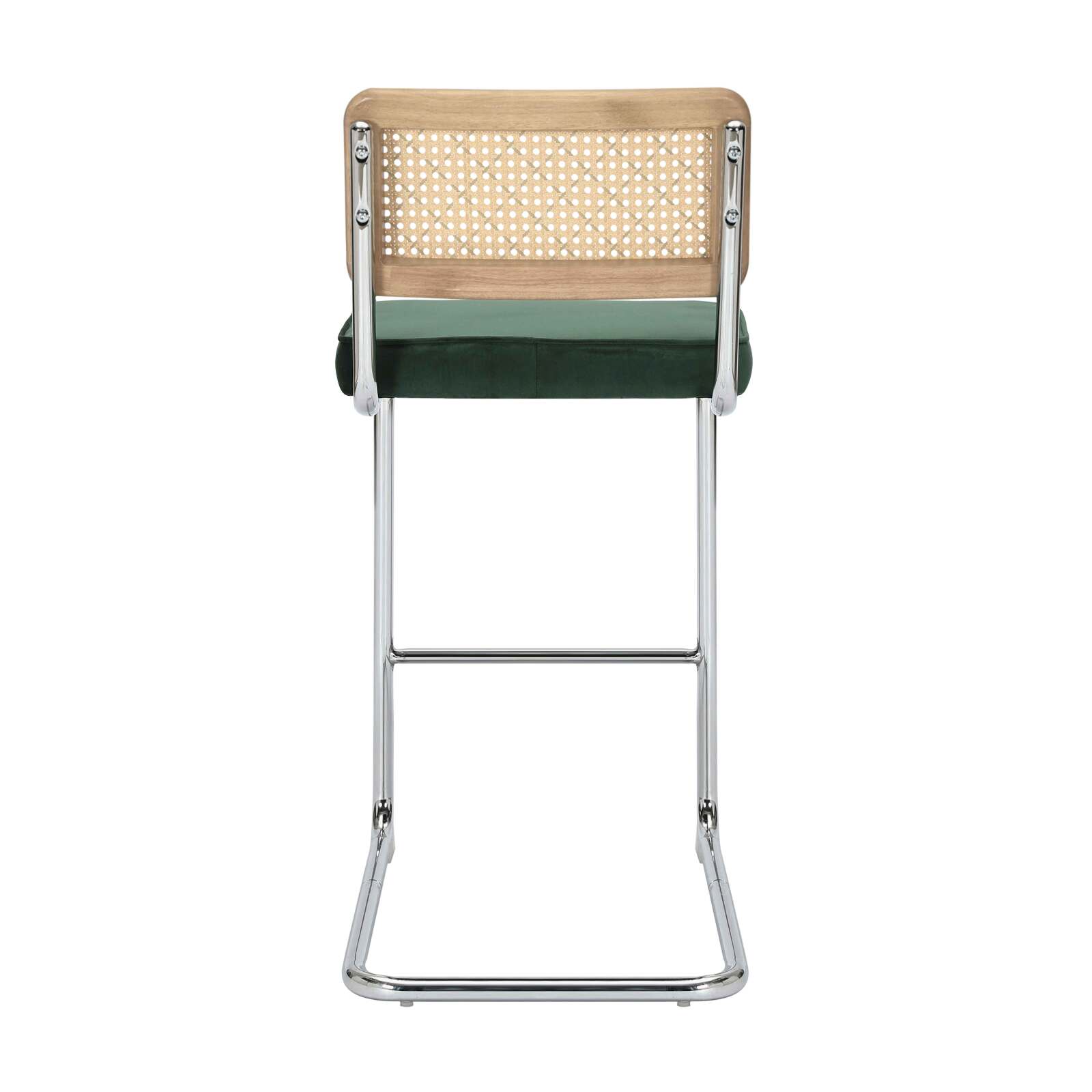 Set mit 2 Hochstühlen aus Stahl und Samt 