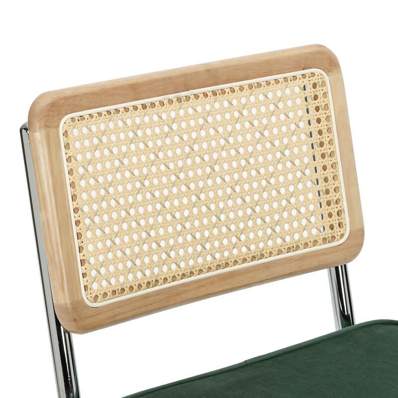 Set mit 2 Hochstühlen aus Stahl und Samt 