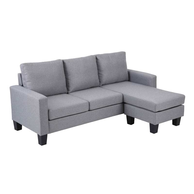 Ecksofa mit 3-Sitzer-Chaiselongue aus Stoff