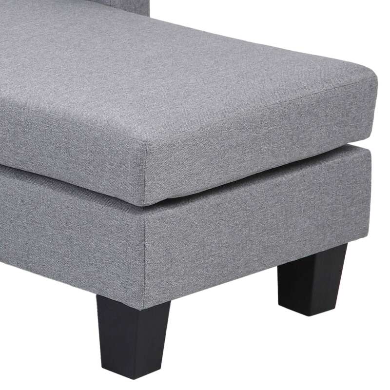 Ecksofa mit 3-Sitzer-Chaiselongue aus Stoff