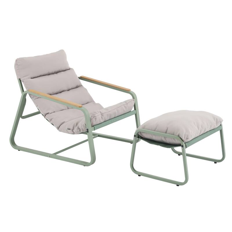 Relaxsessel aus Stahl und Textilene mit Fußstütze