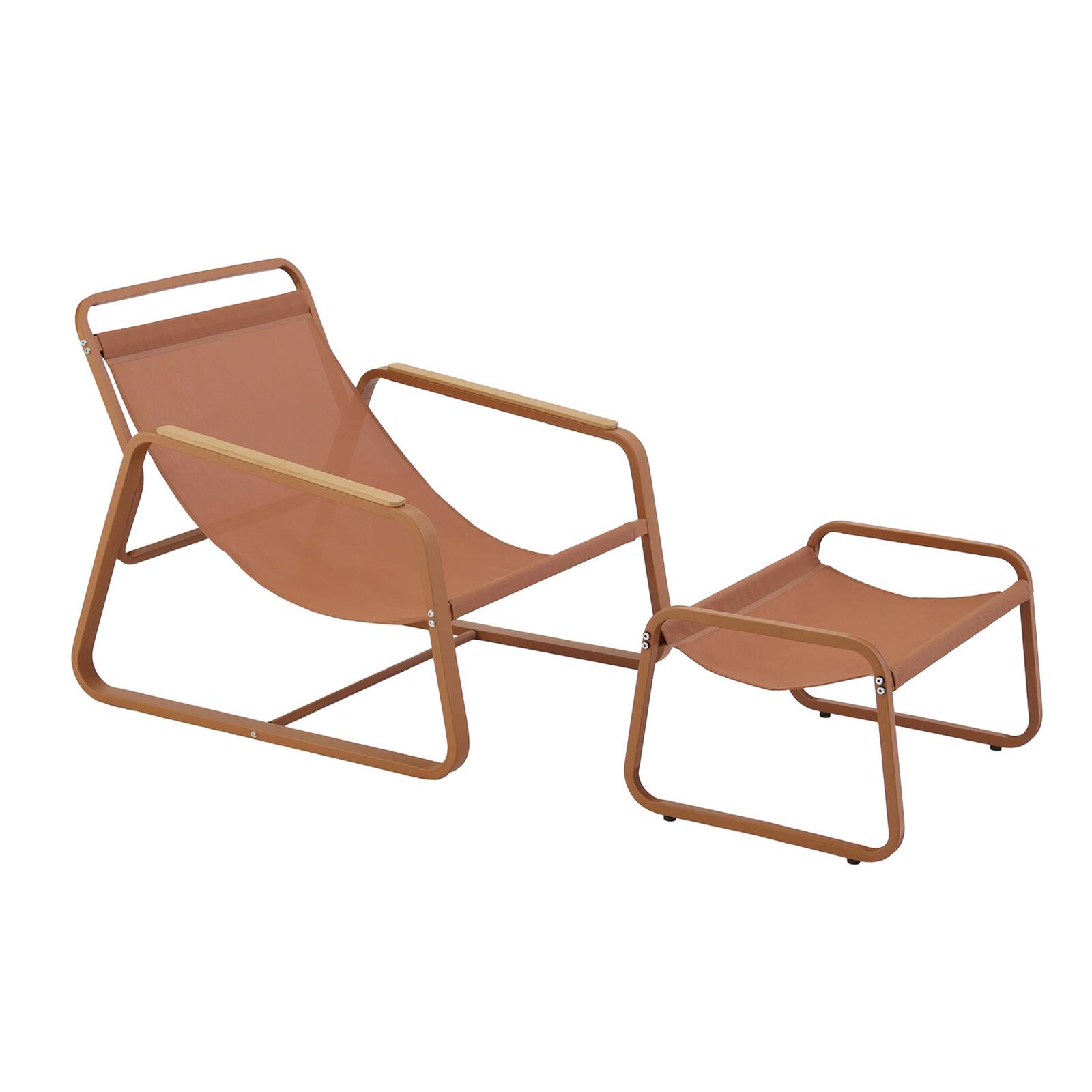 Relaxsessel aus Stahl und Textilene mit Fußstütze