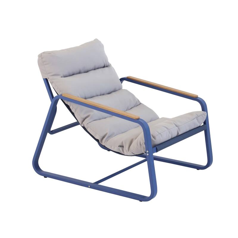 Relaxsessel aus Stahl und Textilene mit Fußstütze