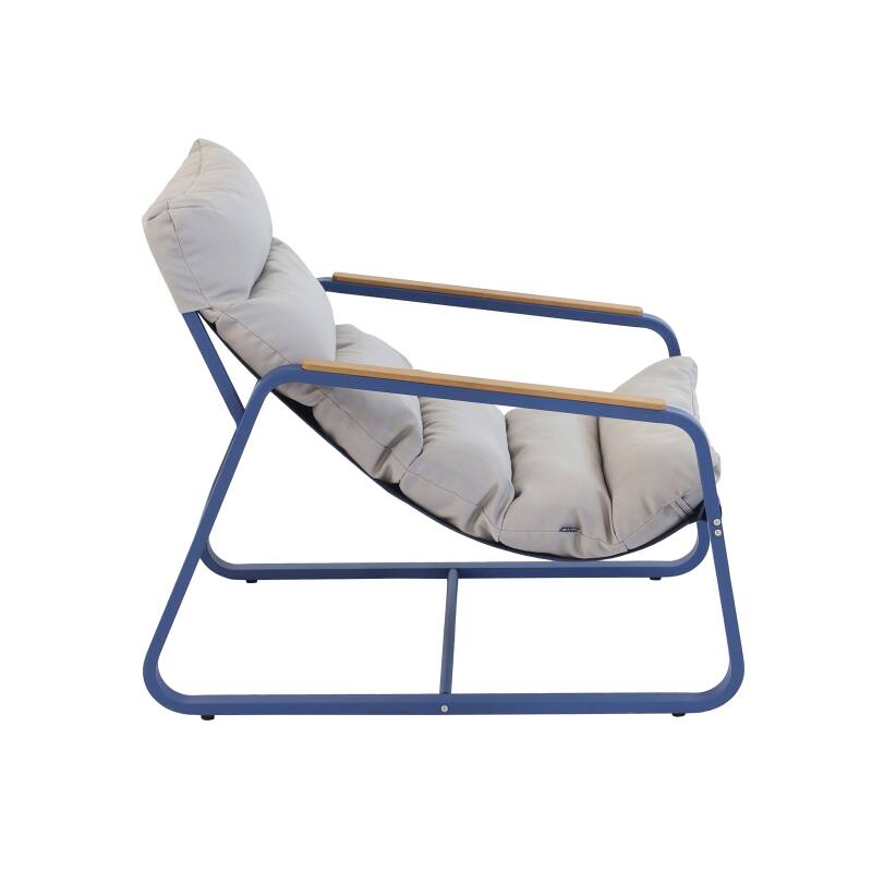 Relaxsessel aus Stahl und Textilene mit Fußstütze