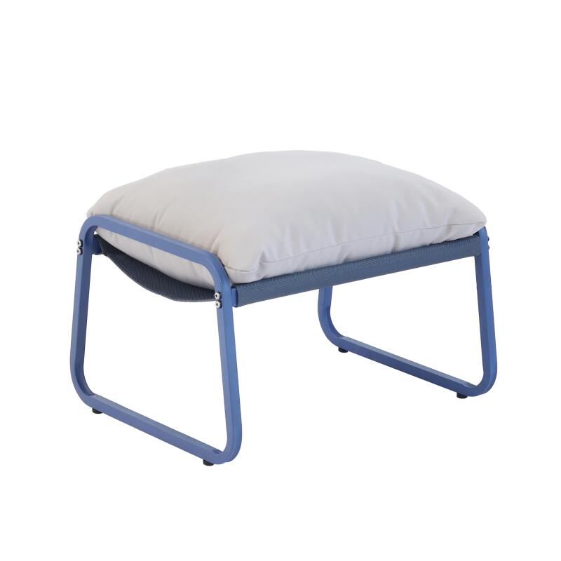 Relaxsessel aus Stahl und Textilene mit Fußstütze