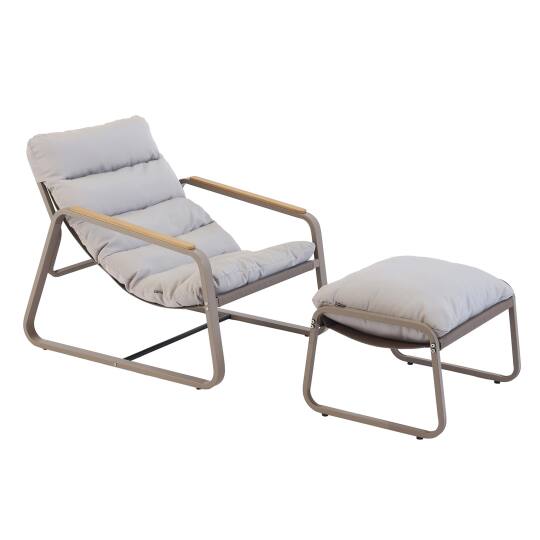 Relaxsessel aus Stahl und Textilene mit Fußstütze | Oviala
