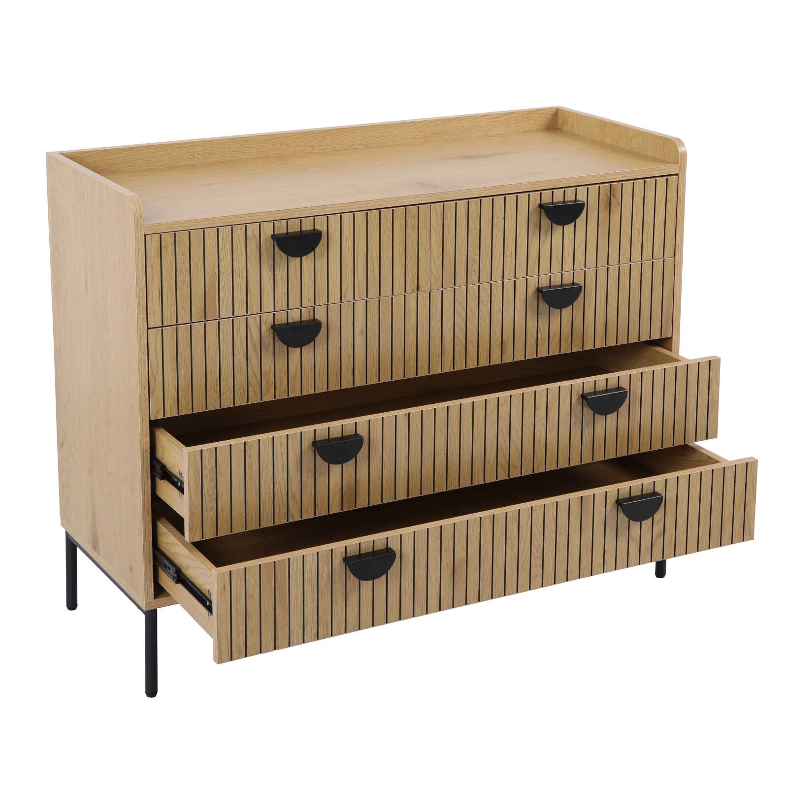 Kommode mit 5 Schubladen in MDF-Melamindekor 100 cm