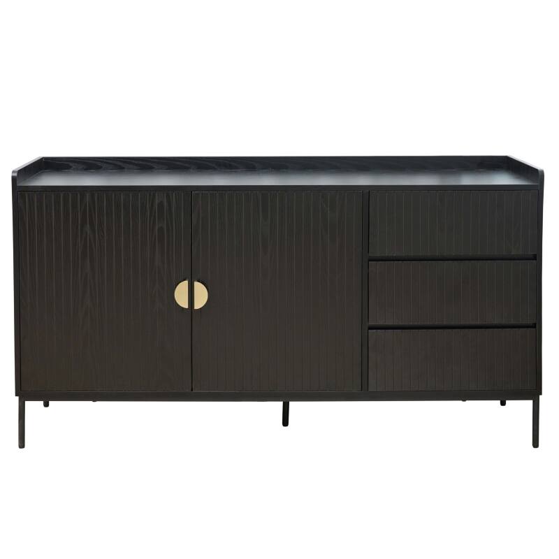 Sideboard 2 Türen und 3 Schubladen aus Stahl und MDF-Melamindekor 150 cm