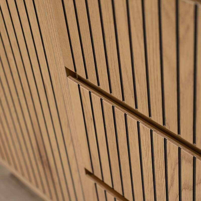 Sideboard 2 Türen und 3 Schubladen aus Stahl und MDF-Melamindekor 150 cm (7/8)