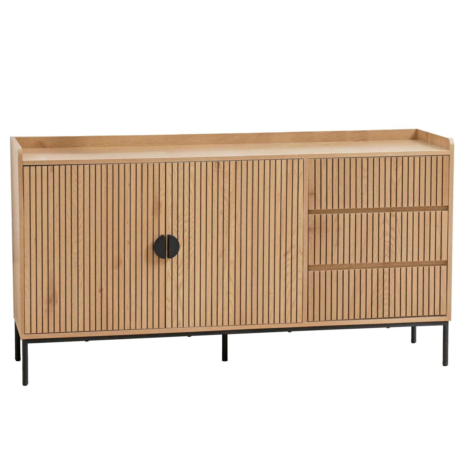 Sideboard 2 Türen und 3 Schubladen aus Stahl und MDF-Melamindekor 150 cm
