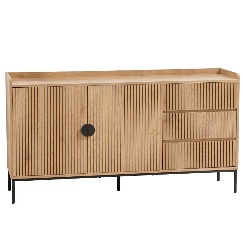 Sideboard 2 Türen und 3 Schubladen aus Stahl und MDF-Melamindekor 150 cm