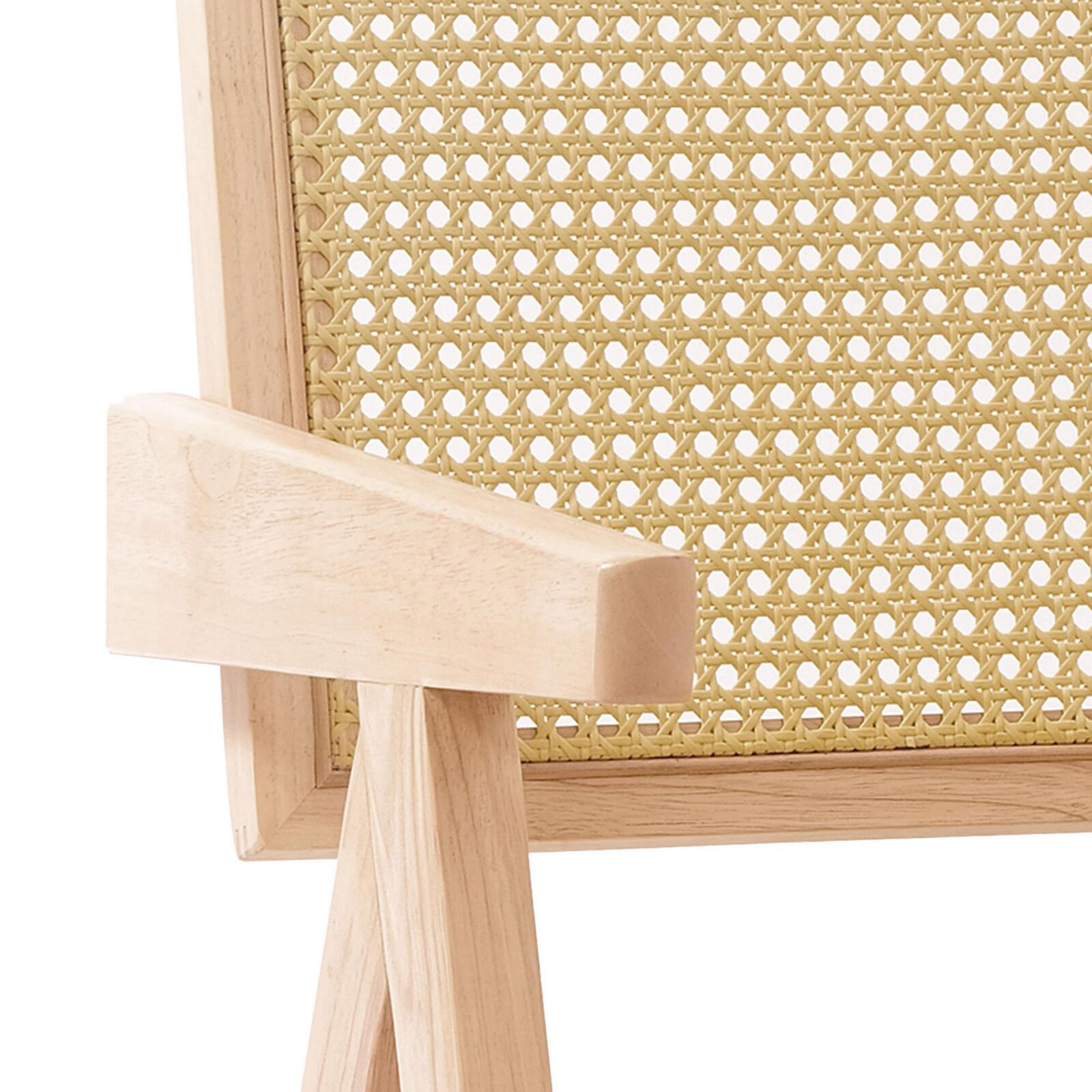 Set mit 2 Stühlen mit Armlehnen aus natürlichem Rattan und FSC®-Massivholz