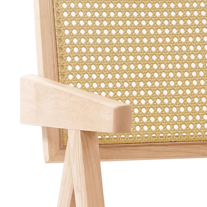 Set mit 2 Stühlen mit Armlehnen aus natürlichem Rattan und FSC®-Massivholz