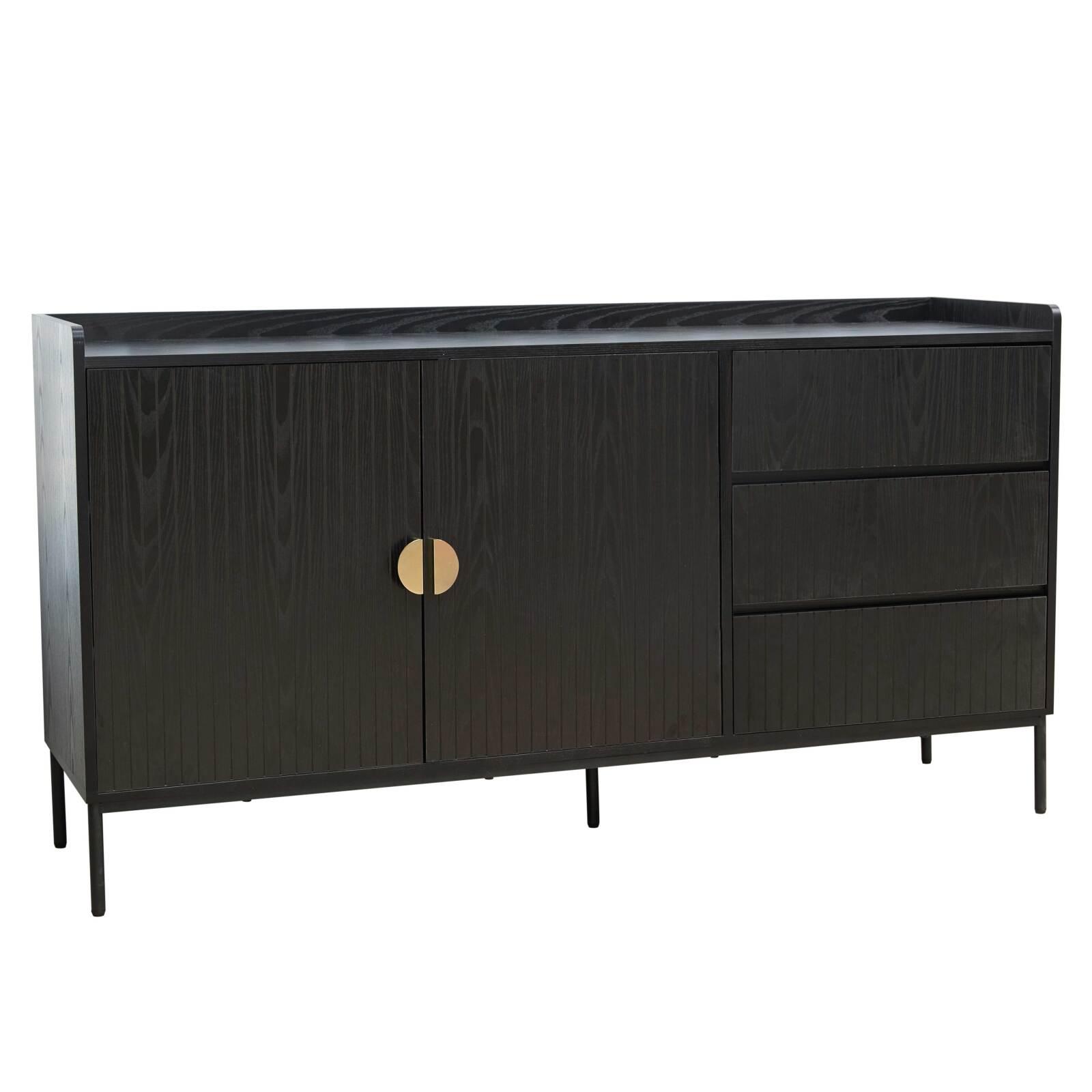 Sideboard 2 Türen und 3 Schubladen aus Stahl und MDF-Melamindekor 150 cm