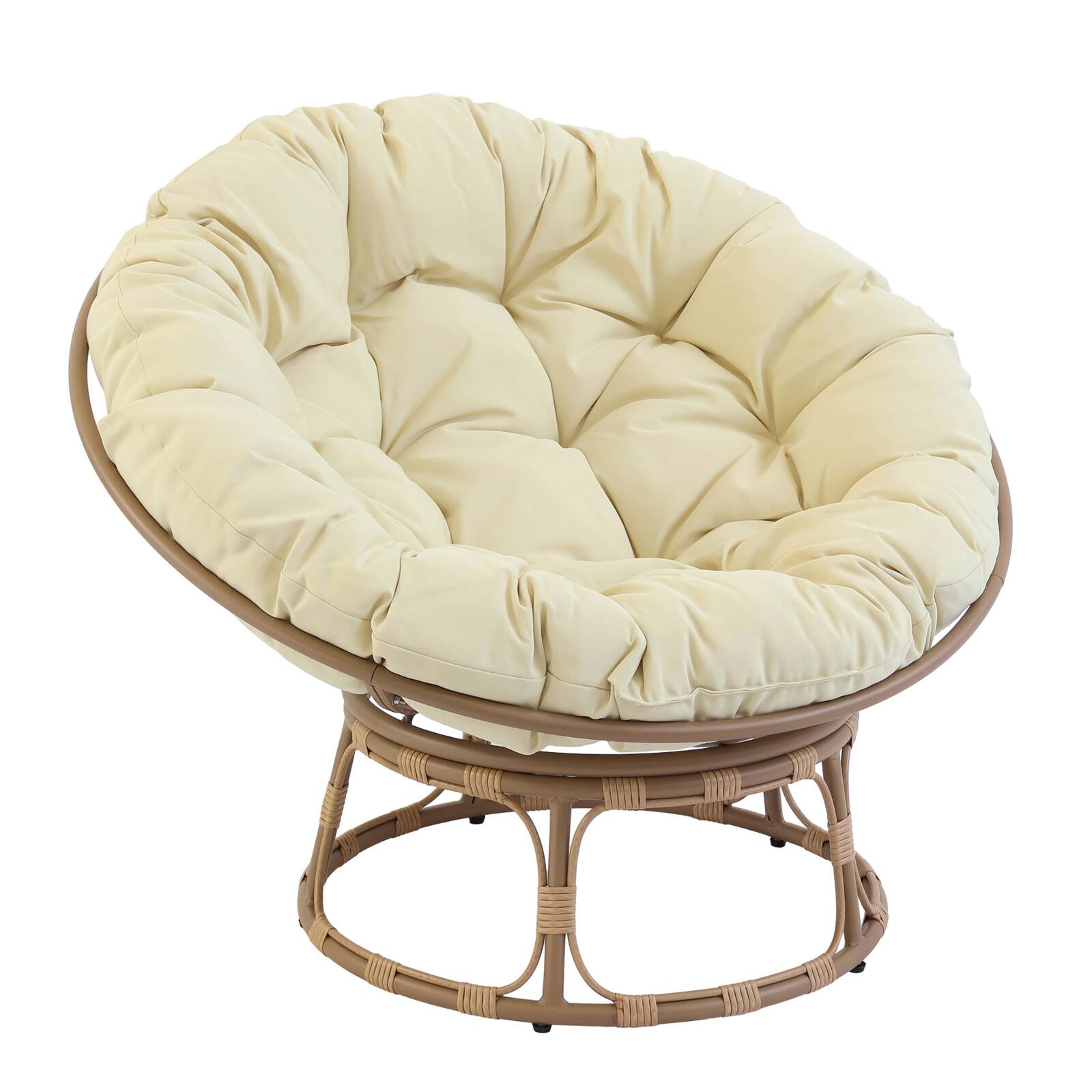 Papasan-Sessel aus Stahl und synthetischem Rattan mit Kissen Papasan-Sessel aus Stahl und synthetischem Rattan mit Kissen