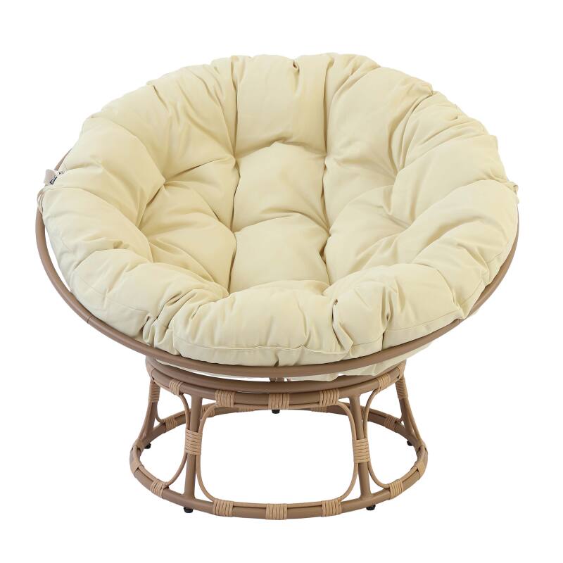 Papasan-Sessel aus Stahl und synthetischem Rattan mit Kissen