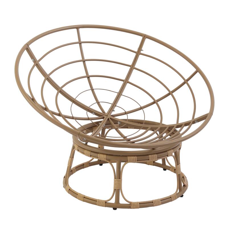 Papasan-Sessel aus Stahl und synthetischem Rattan mit Kissen
