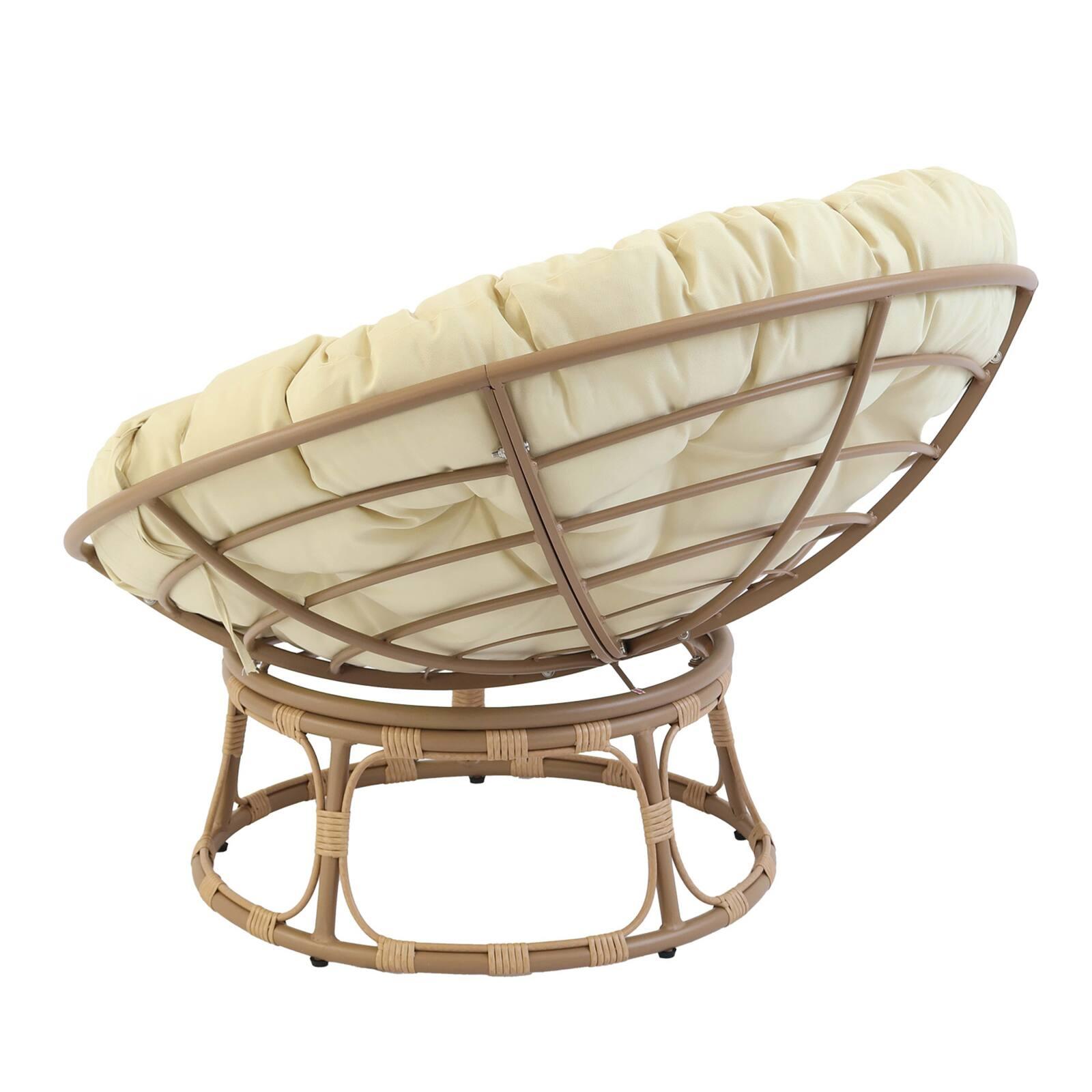 Papasan-Sessel aus Stahl und synthetischem Rattan mit Kissen Papasan-Sessel aus Stahl und synthetischem Rattan mit Kissen