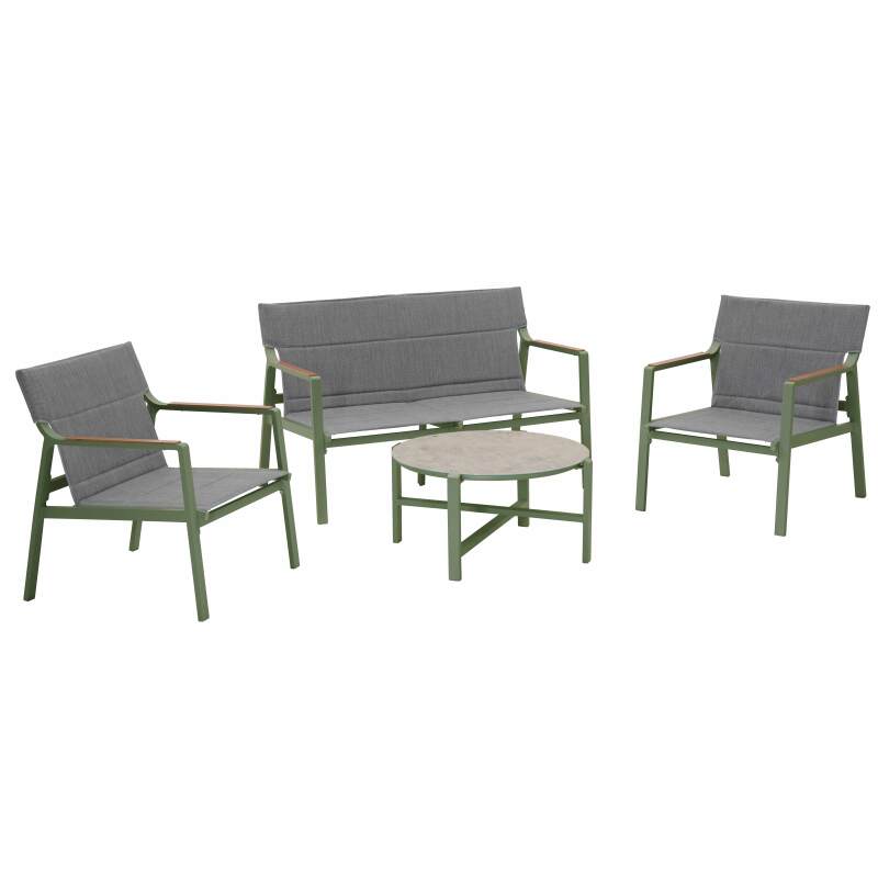 4-Sitzer-Gartenmöbel aus Aluminium mit 1 Sofa, 2 Sesseln und Couchtisch