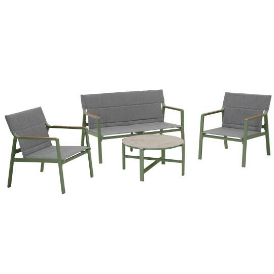 4-Sitzer-Gartenmöbel aus Aluminium mit 1 Sofa, 2 Sesseln und Couchtisch