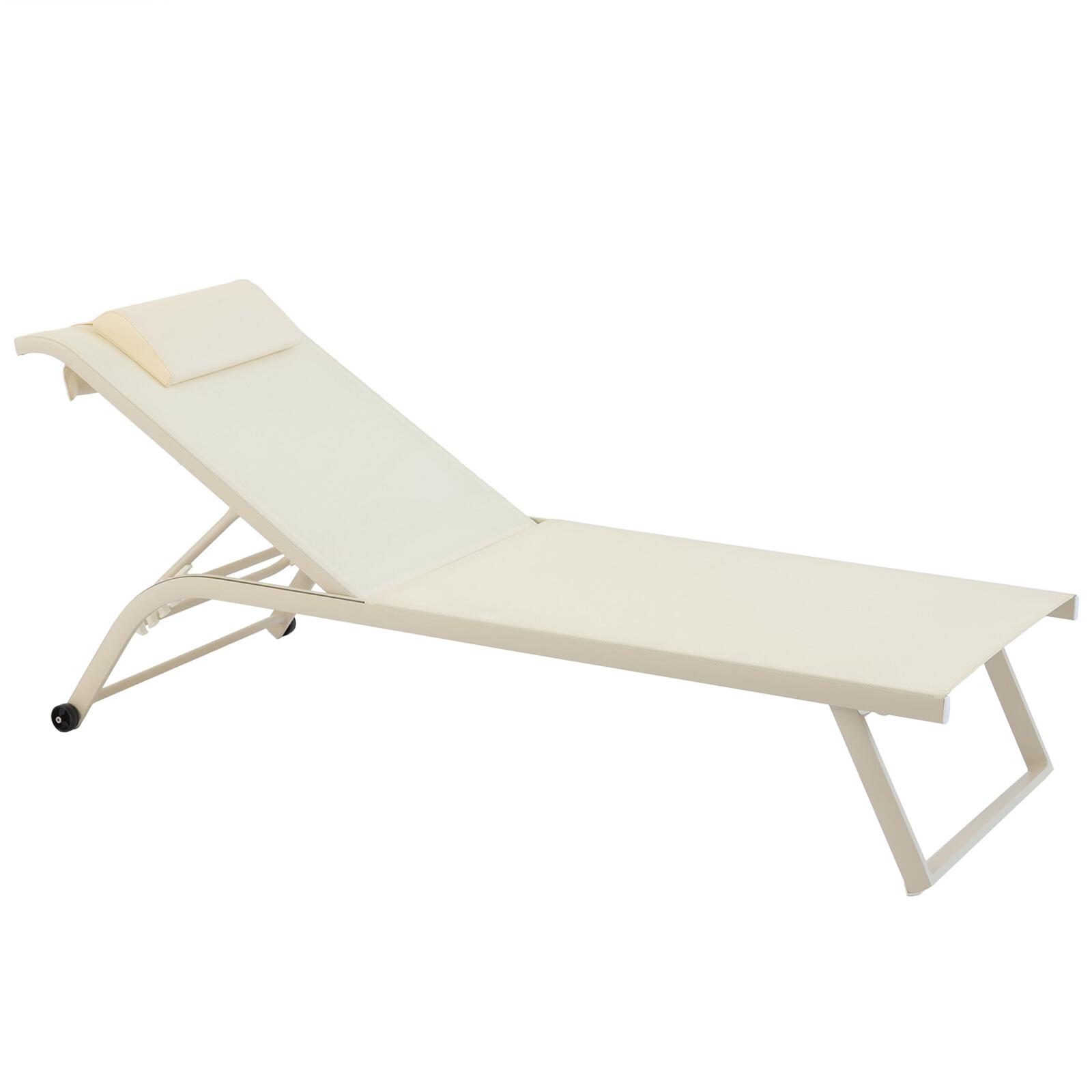 Set bestehend aus 2 Aluminium-Sonnenliegen mit Rädern, 4-fach neigbar