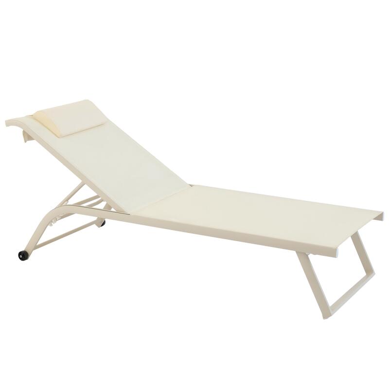 Set bestehend aus 2 Aluminium-Sonnenliegen mit Rädern, 4-fach neigbar