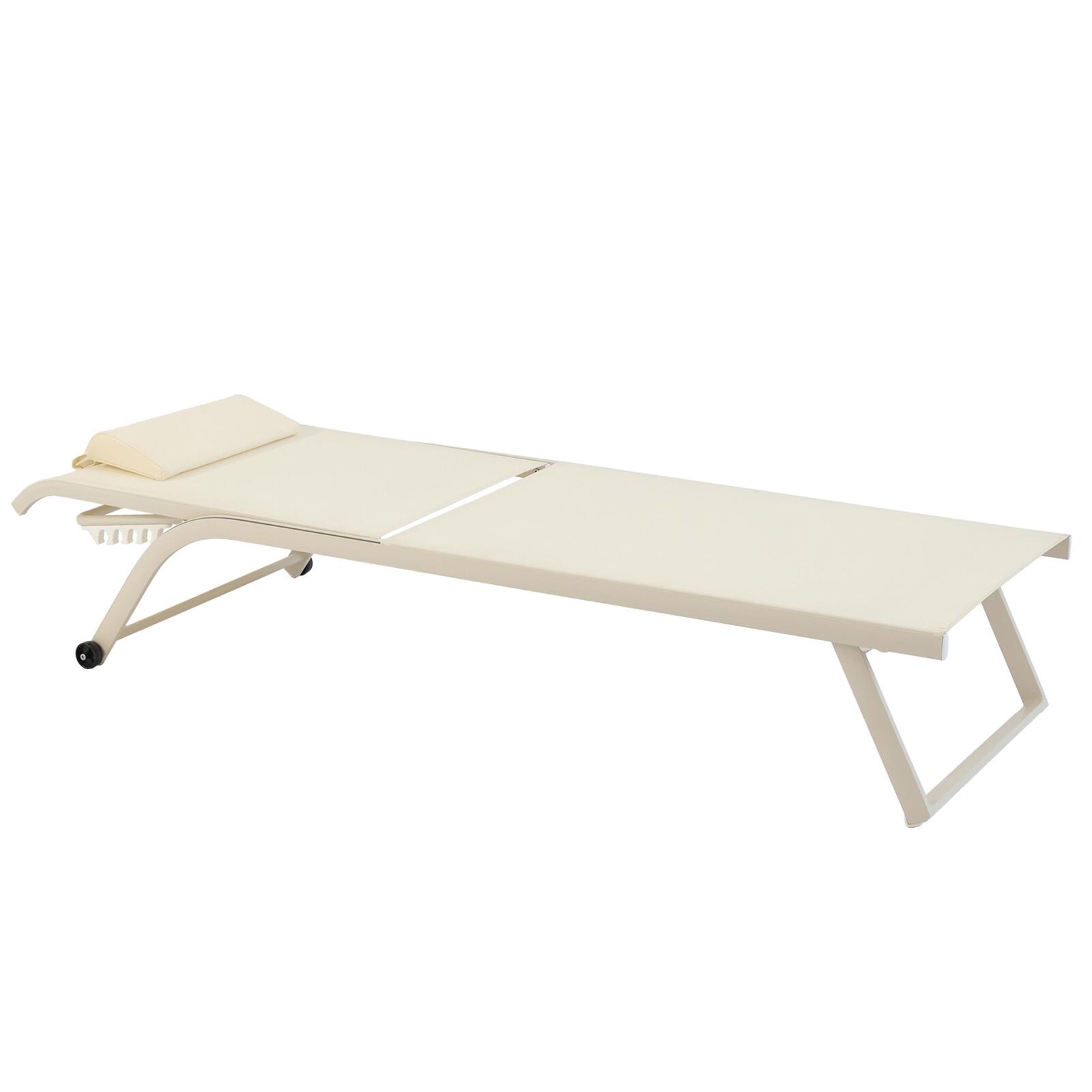 Set bestehend aus 2 Aluminium-Sonnenliegen mit Rädern, 4-fach neigbar