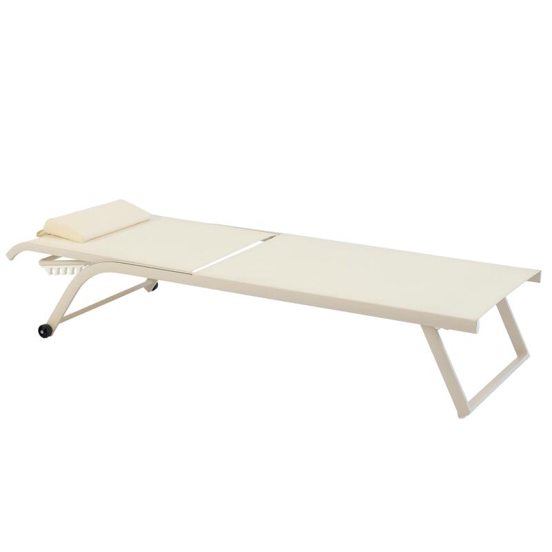 Set bestehend aus 2 Aluminium-Sonnenliegen mit Rädern, 4-fach neigbar